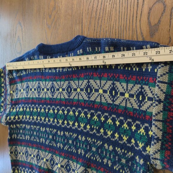 Vintage Apparel Workshop Geometric Sweater XL Fair Isle Nordic Retro 80s 90s - Picture 11 of 14